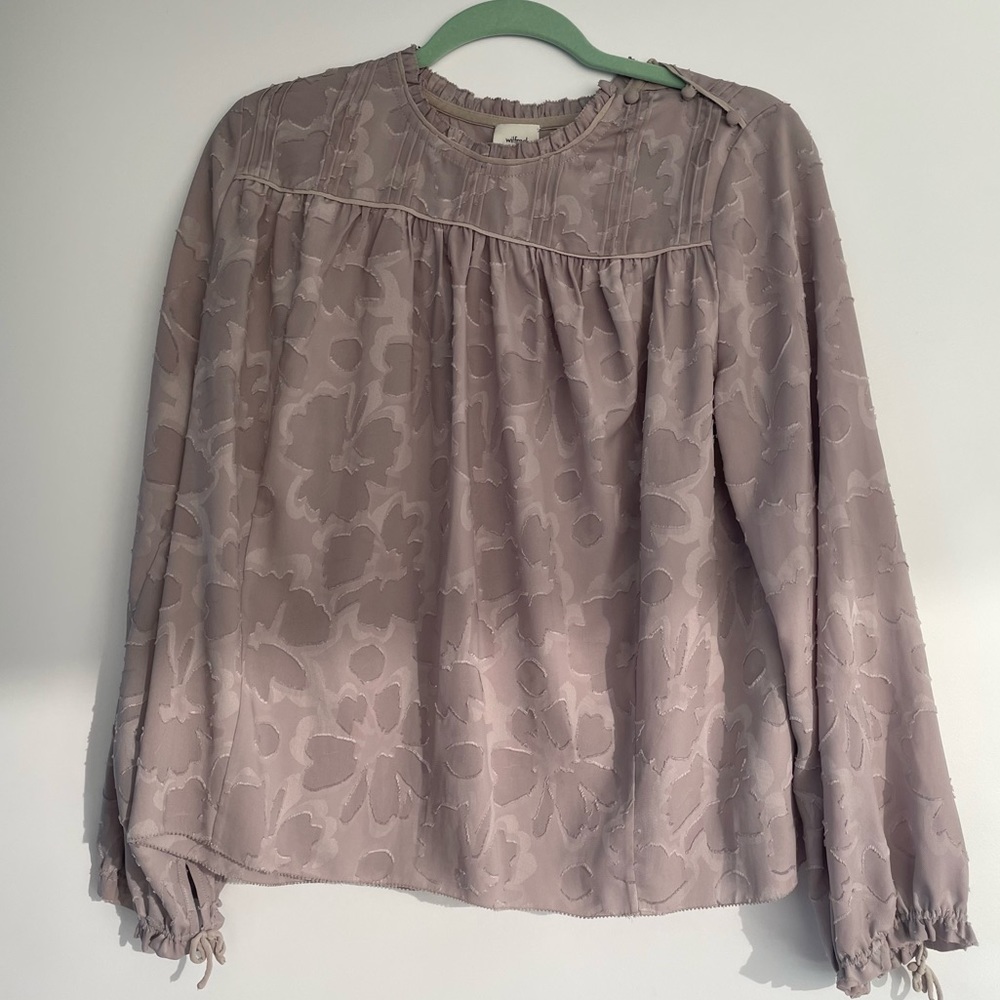 Aritzia Wilfred Lourdes High-Neck Blouse, purple-taupe, S
